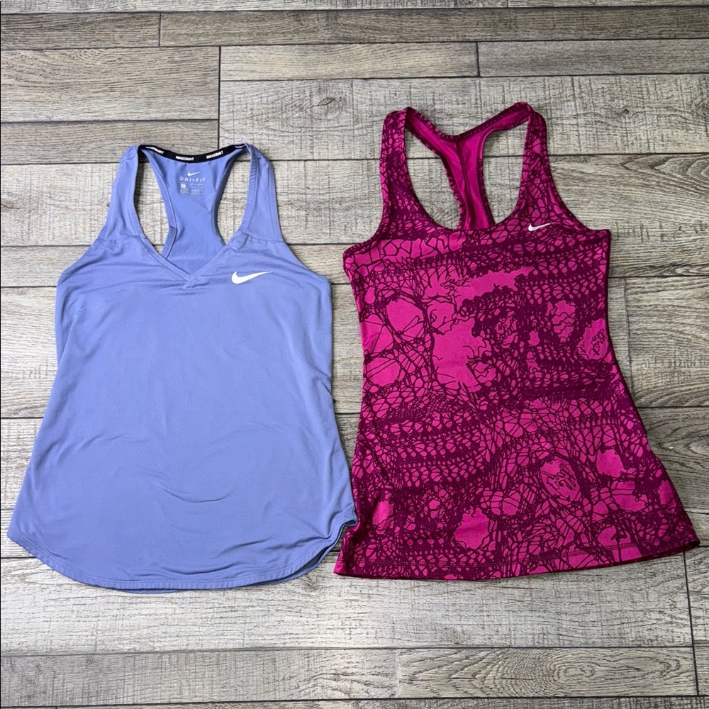 Nike Bundle of Women's Racerback Tank Tops - Light Blue and Magenta